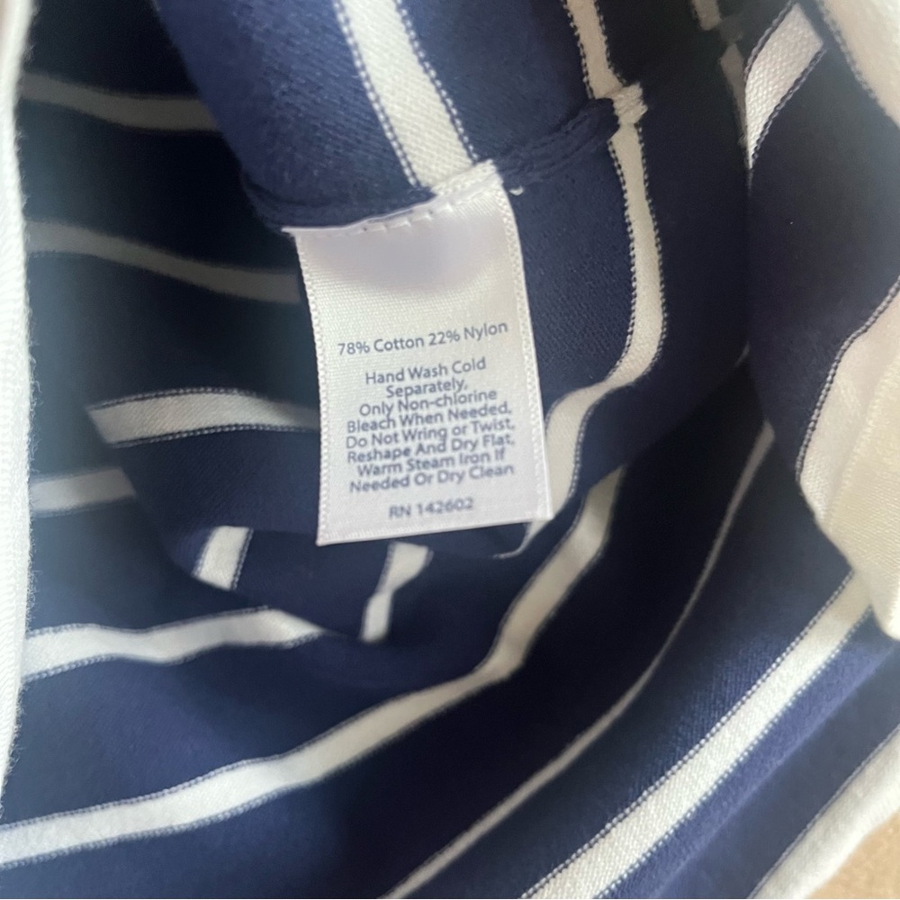 Sail to Sable NEW Navy White Striped Shift Dress Long Sleeve Nautical Coastal M - Picture 9 of 12